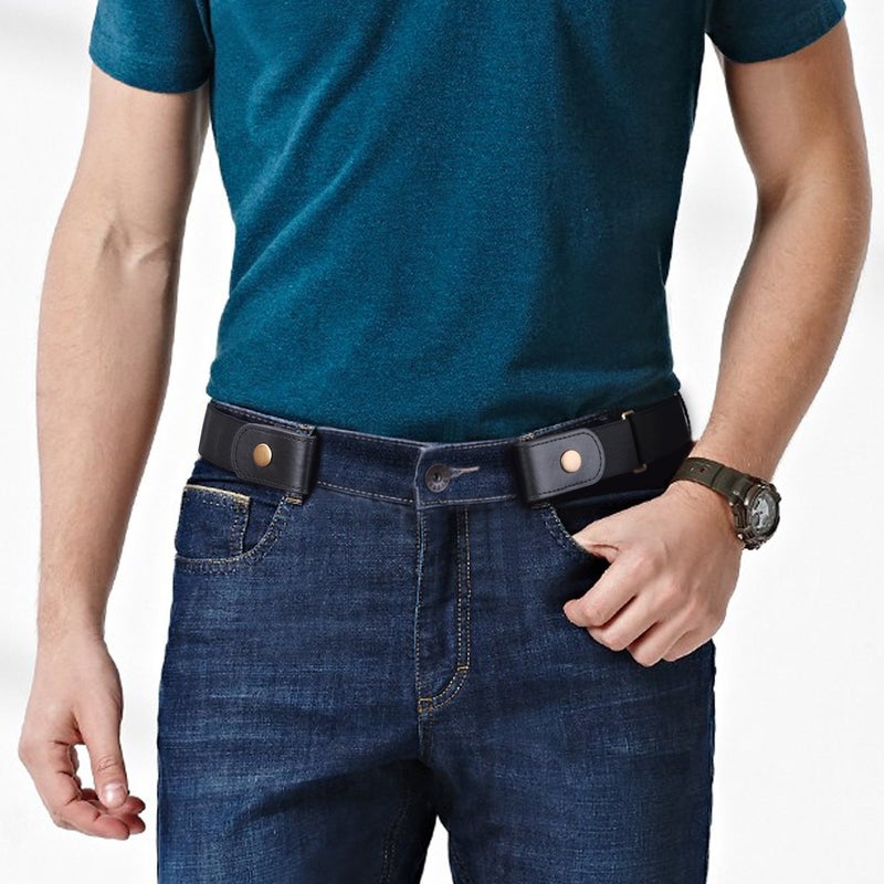 WERFORU No Buckle Show Belt for Men Buckle Free Stretch Belt for Jeans Pants 1.38 Inches Wide Father's Day Gift, Black, Pants Size 44-64 Inches - Image 5